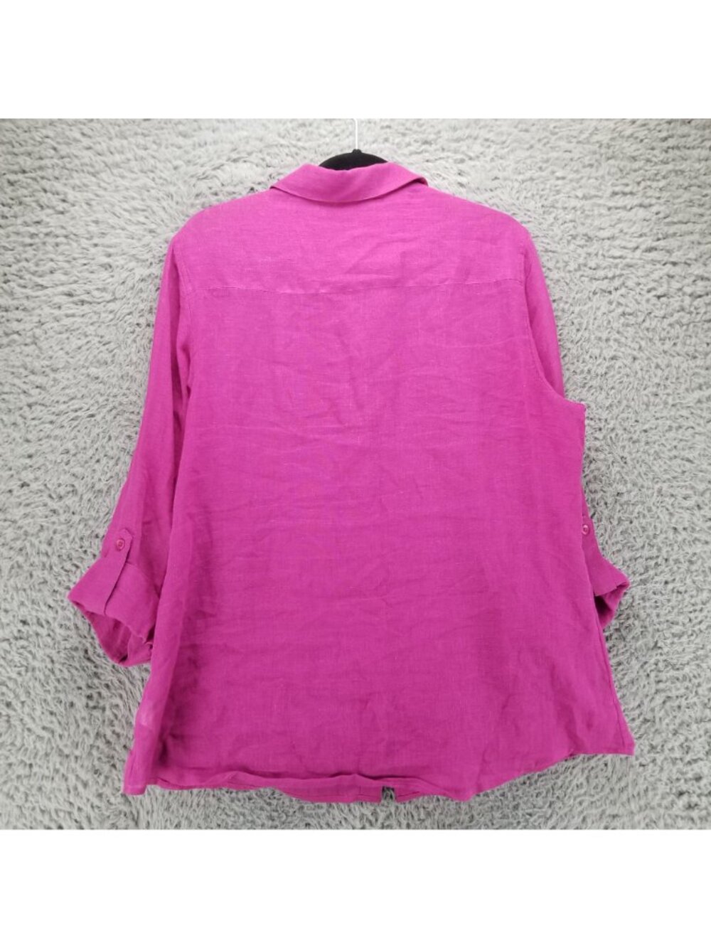 Coldwater Creek Shirt Womens 16 Pink Linen Blend Button Up Roll Tab Sleeve - Picture 9 of 10